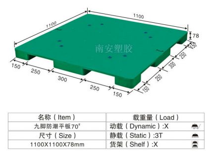 塑料托盘,平板九脚防潮板,NP70#